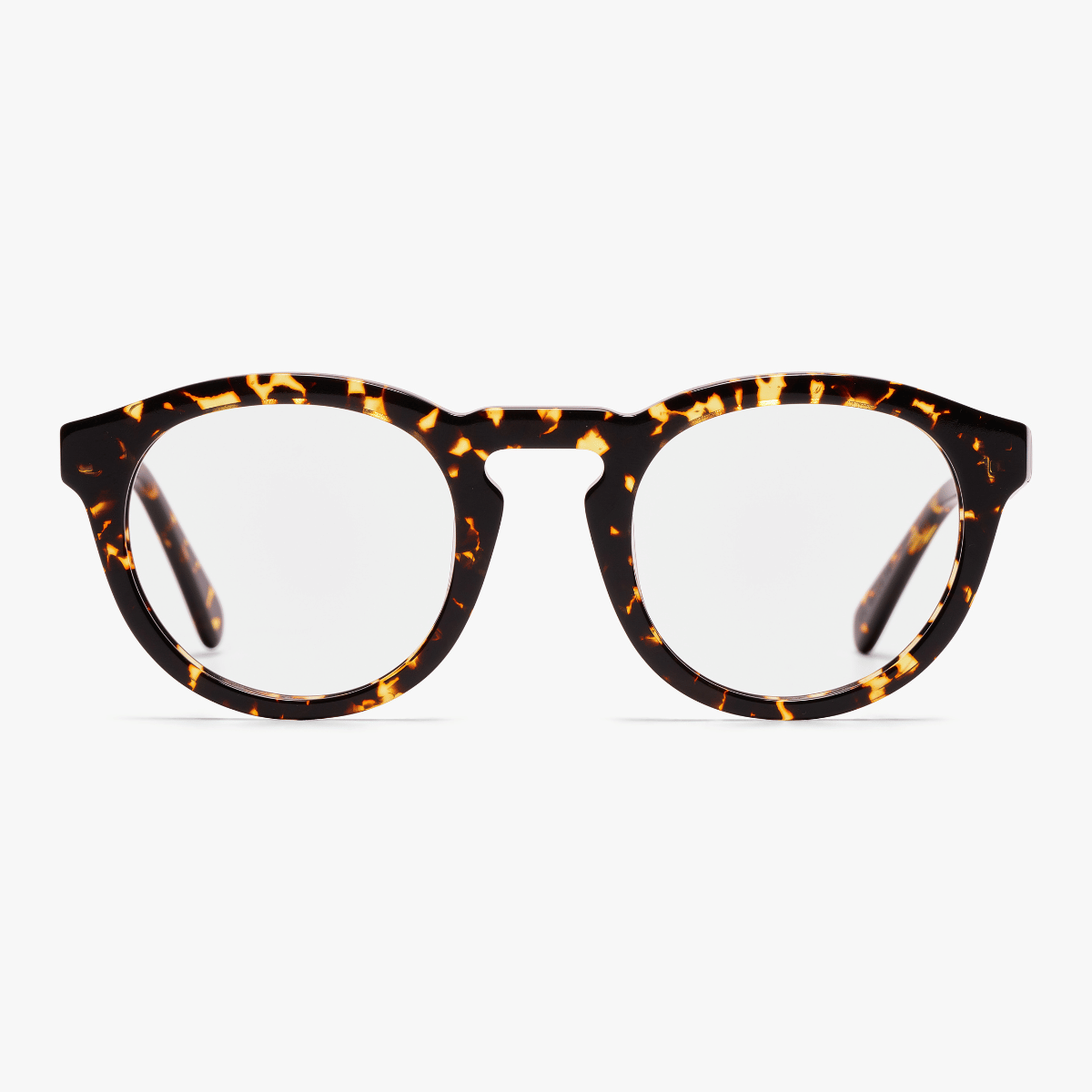 Luxreaders stylish Women's Gråsten Dark Turtle Reading glasses. Made from Bio-acetate in a Round shape.