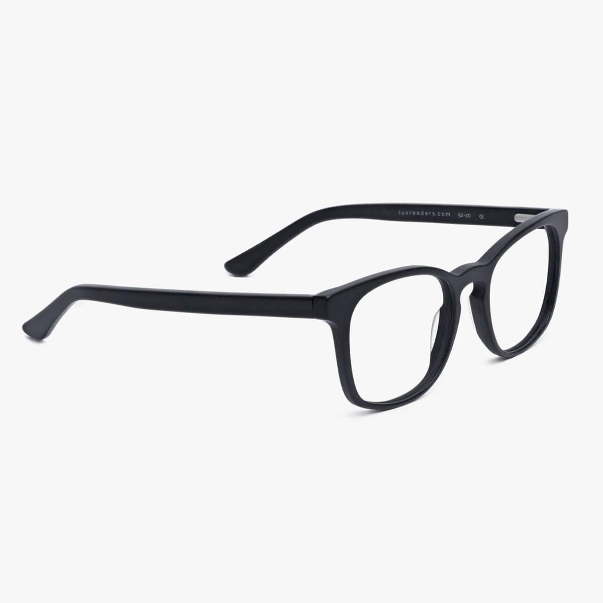 Luxreaders stylish Women's Bornholm Black Reading glasses. Made from Acetate in a Square shape.