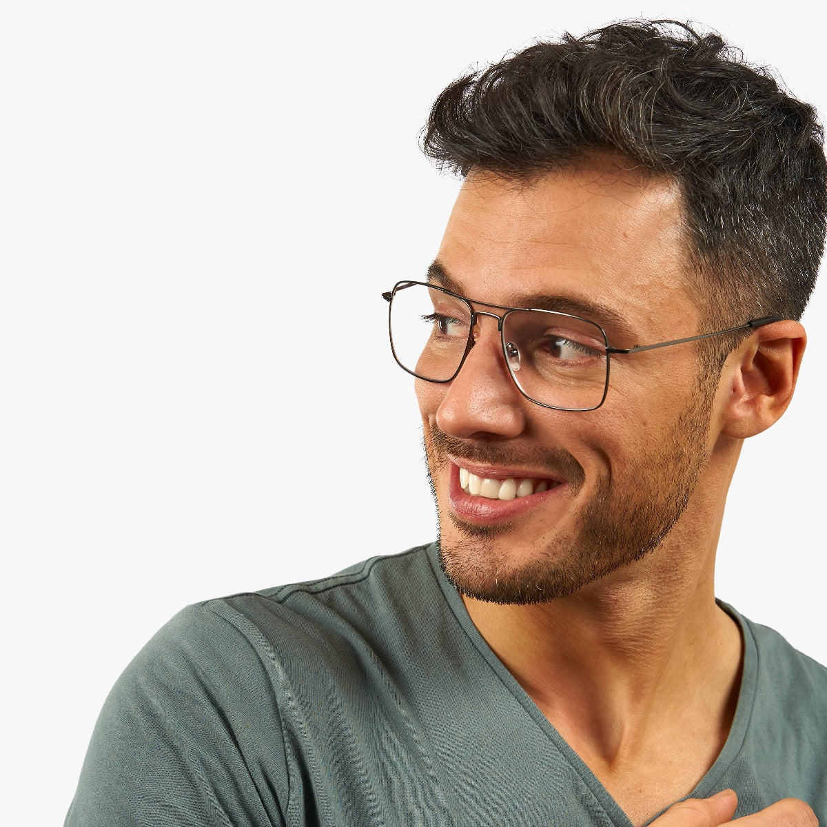 Luxreaders stylish Lidköping Gun Reading glasses. Made from Stainless steel in a Square shape.