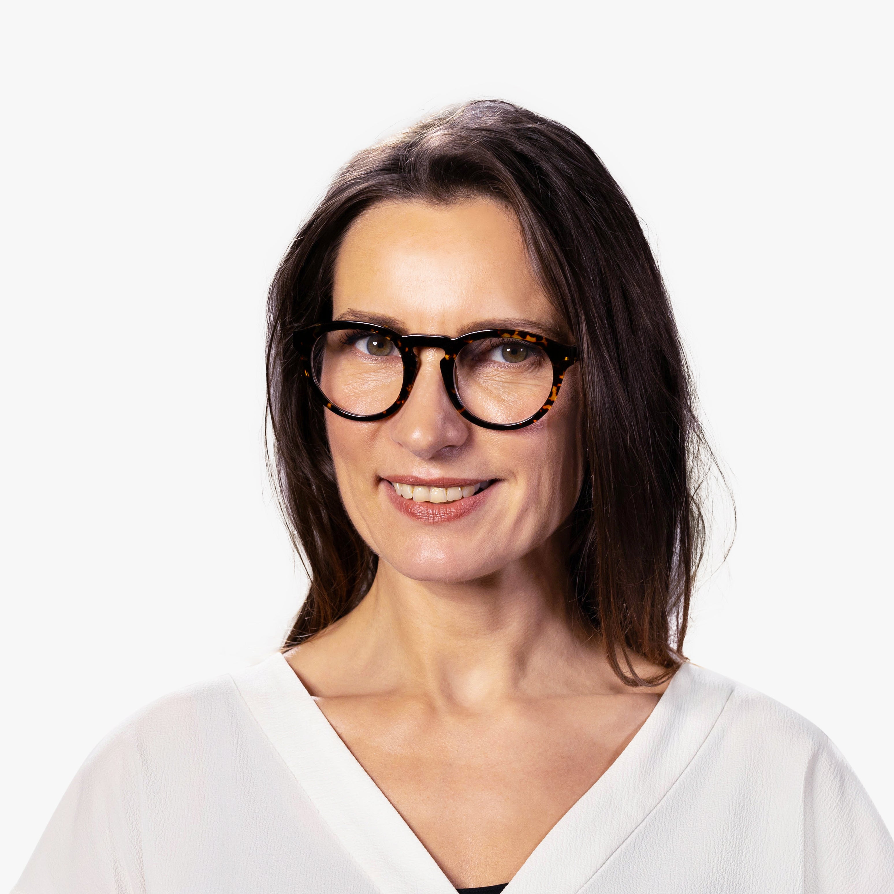 Luxreaders stylish Gråsten Dark Turtle Reading glasses. Made from Bio-acetate in a Round shape.
