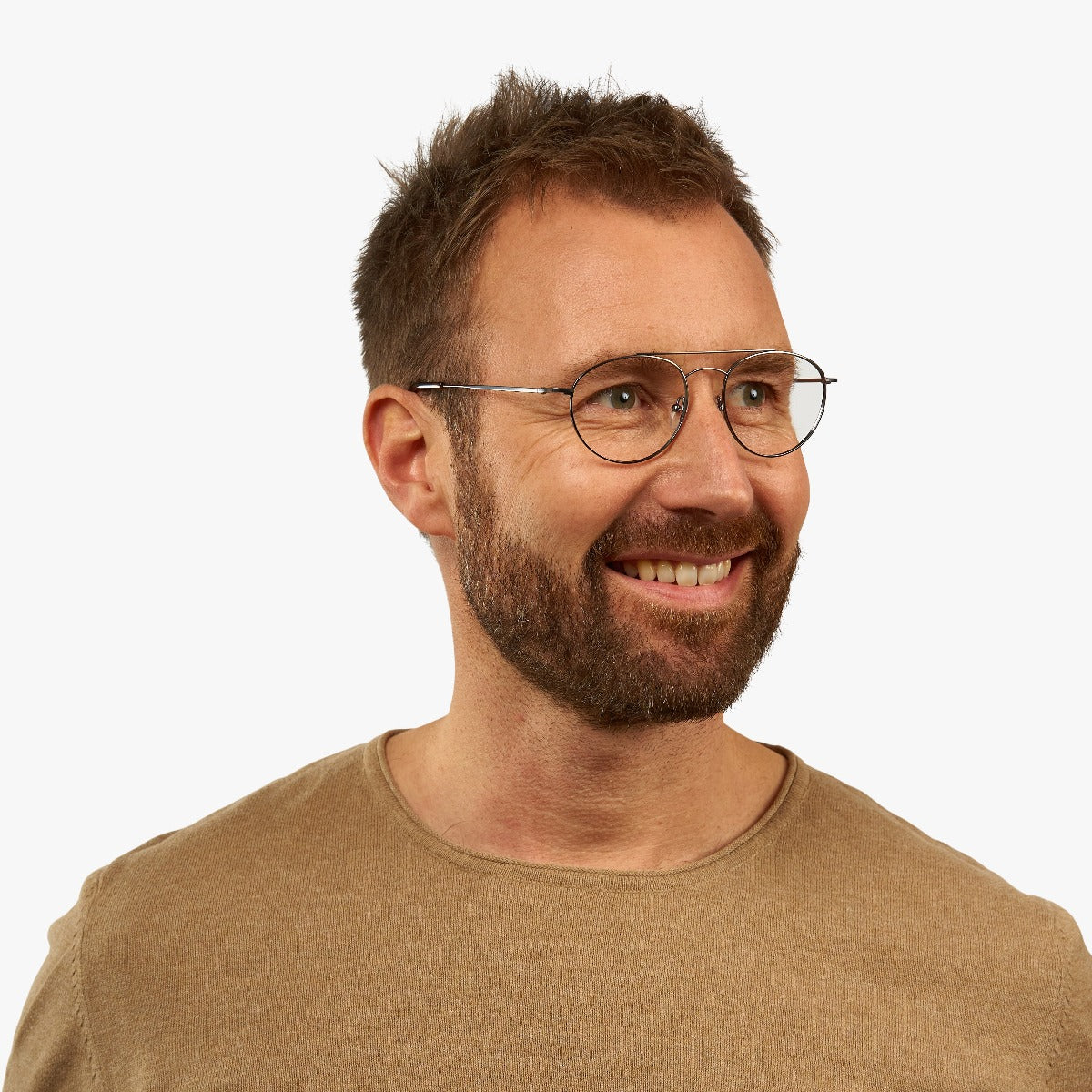 Luxreaders stylish Göteborg Gun Reading glasses. Made from Stainless steel in a Round shape.