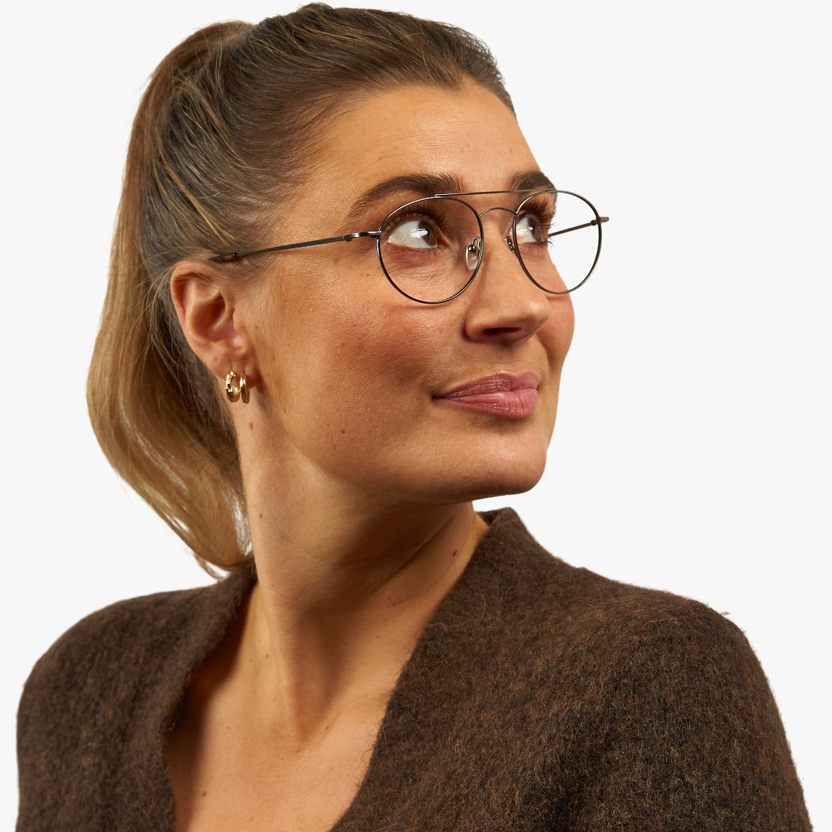 Luxreaders stylish Göteborg Gun Reading glasses. Made from Stainless steel in a Round shape.