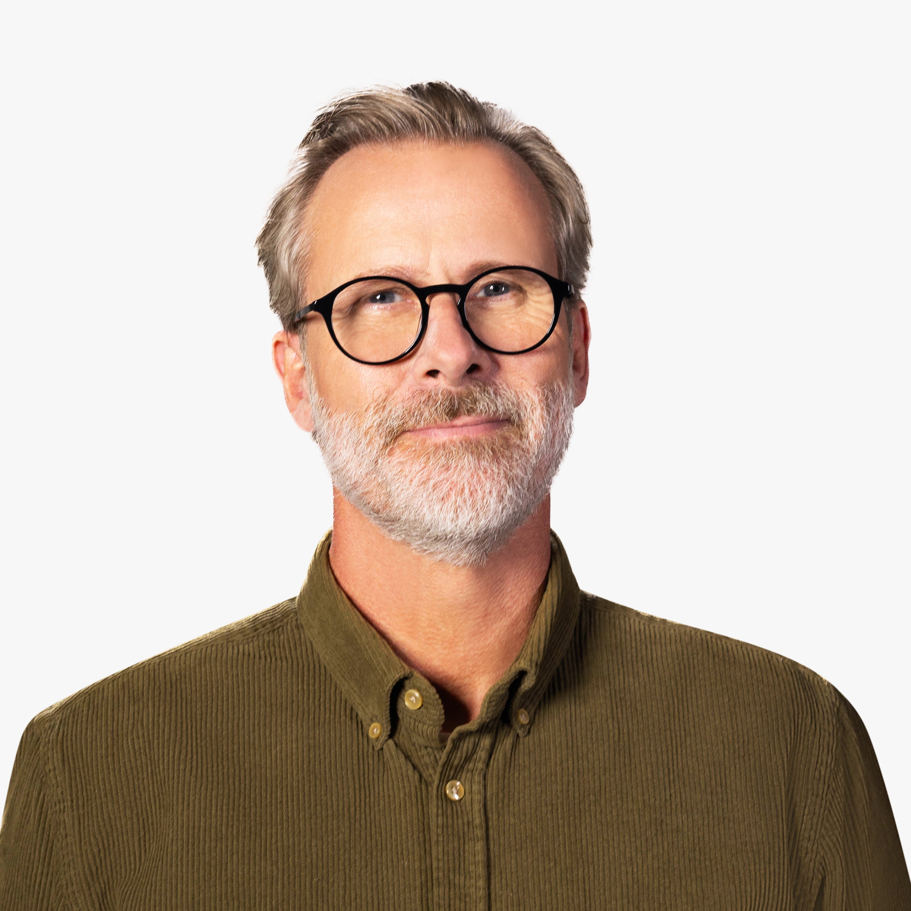 Person wearing Ærø Black round black reading glasses