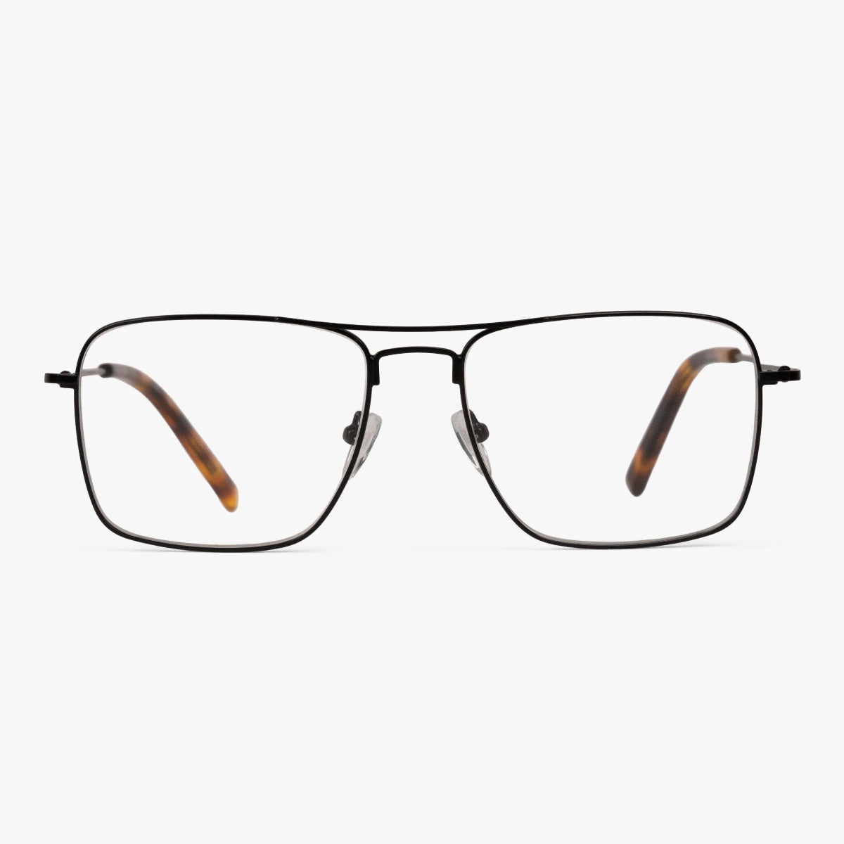Luxreaders stylish Lidköping Black Reading glasses. Made from Stainless steel in a Square shape.