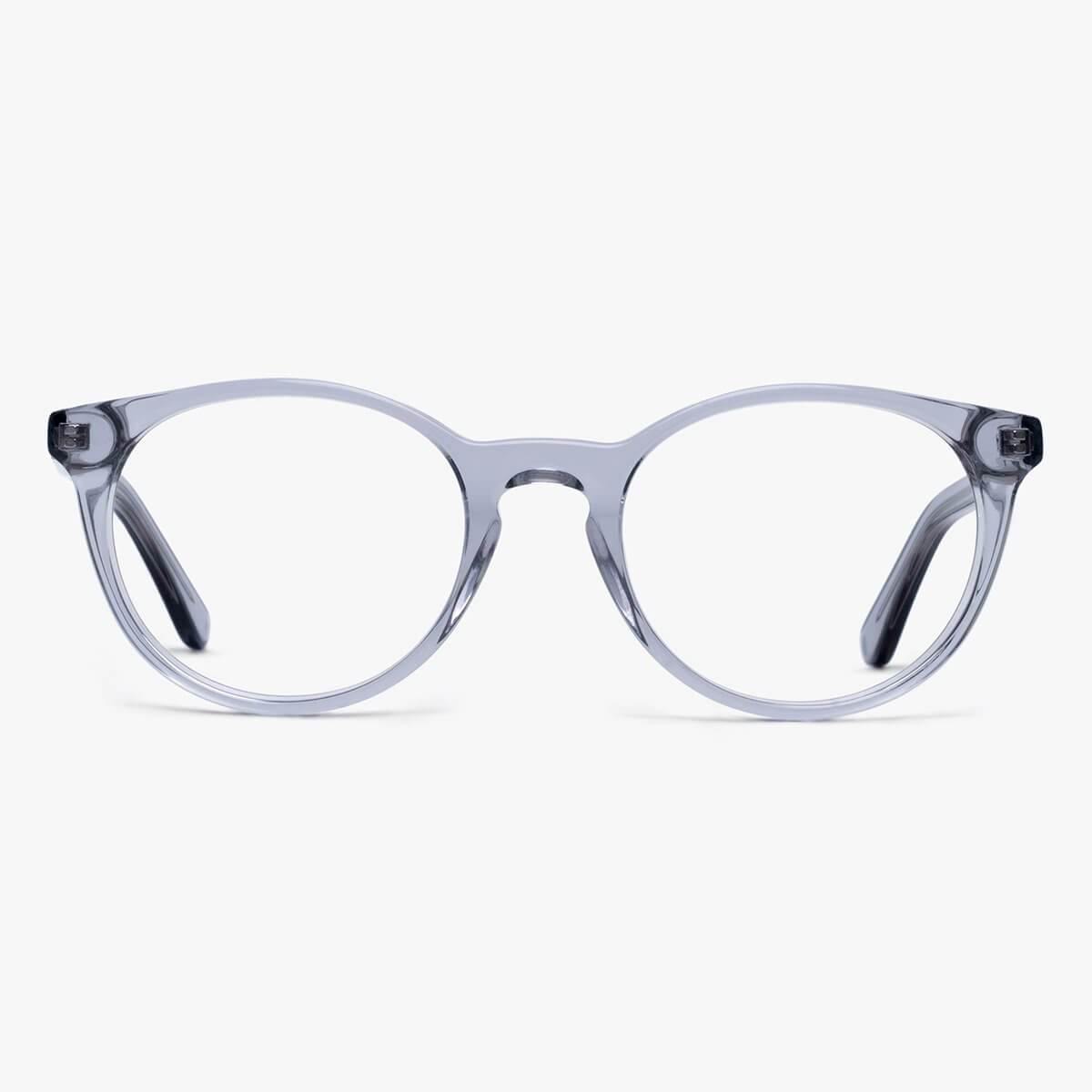 Luxreaders stylish Women's Örebro Crystal Grey Reading glasses. Made from Acetate in a Iconic shape.