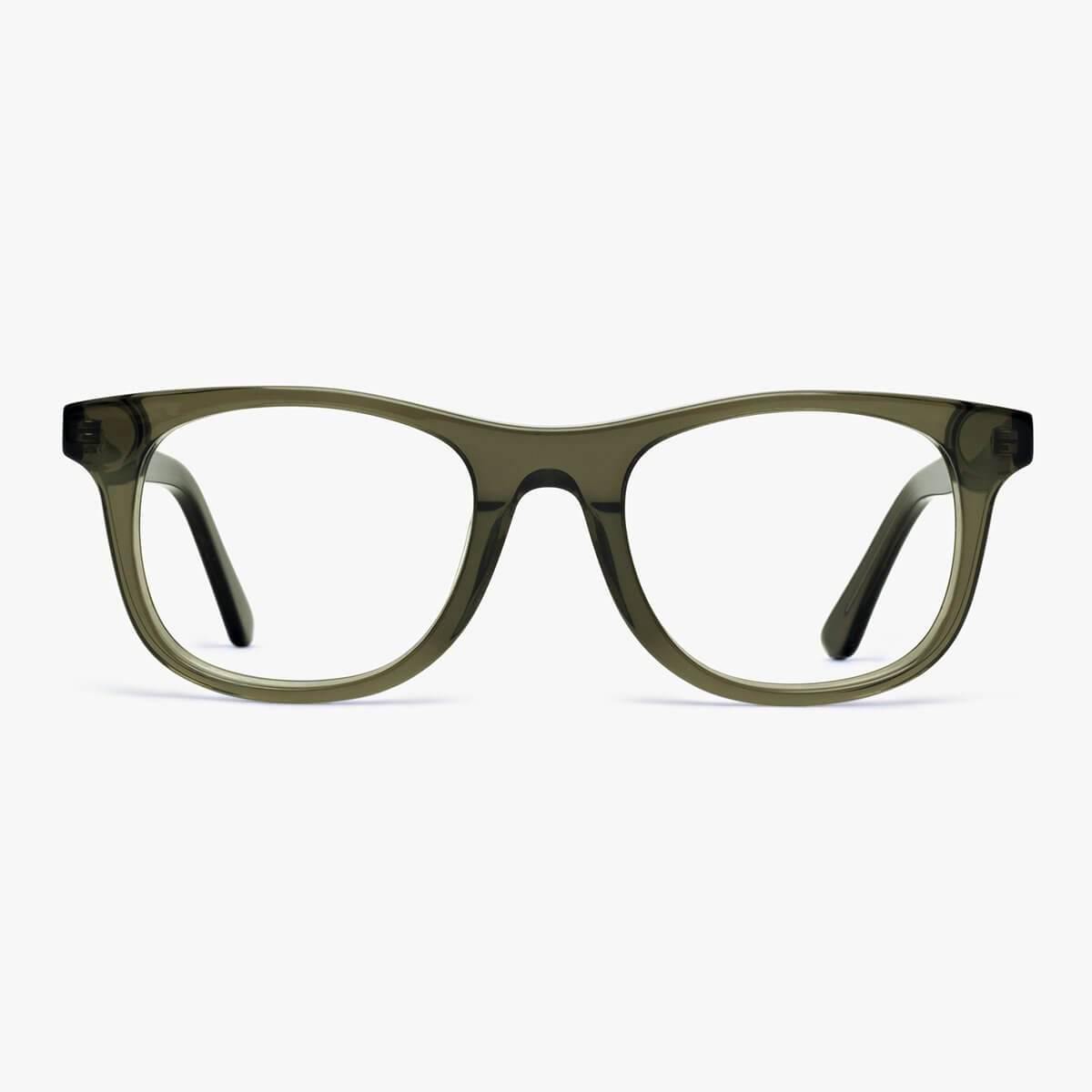 Luxreaders stylish Men's Malmö Shiny Olive Blue light glasses. Made from Acetate in a Square shape.