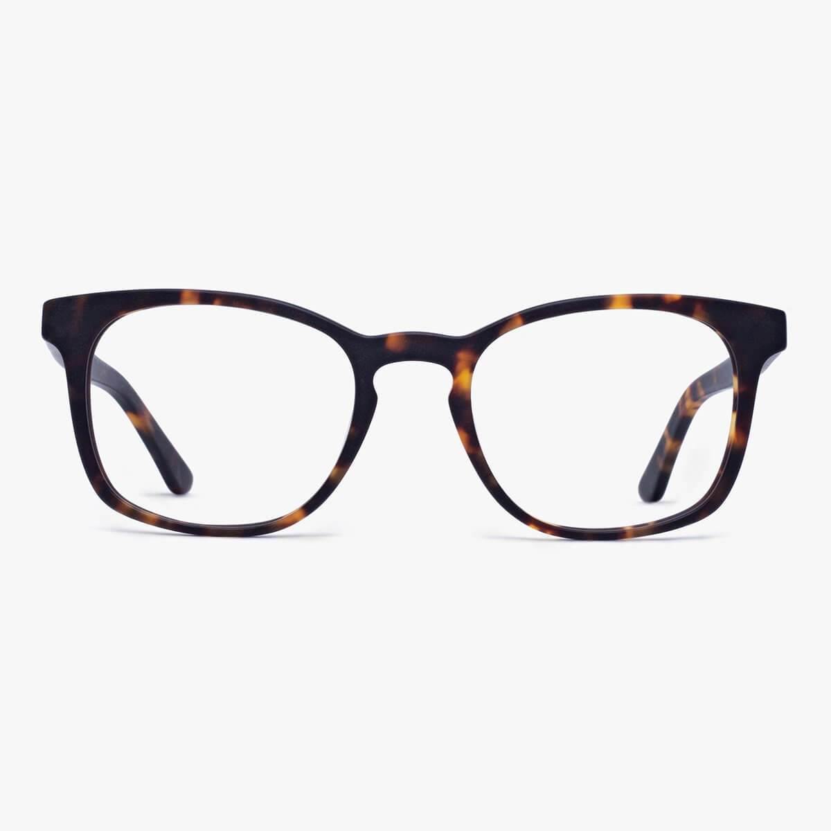Luxreaders stylish Men's Bornholm Dark Turtle Blue light glasses. Made from Acetate in a Square shape.