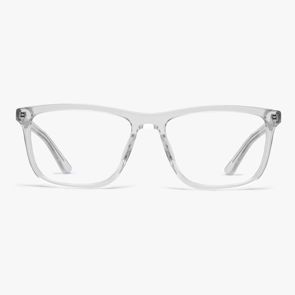 Luxreaders stylish Men's Oslo Crystal White Blue light glasses. Made from Acetate in a Square shape.