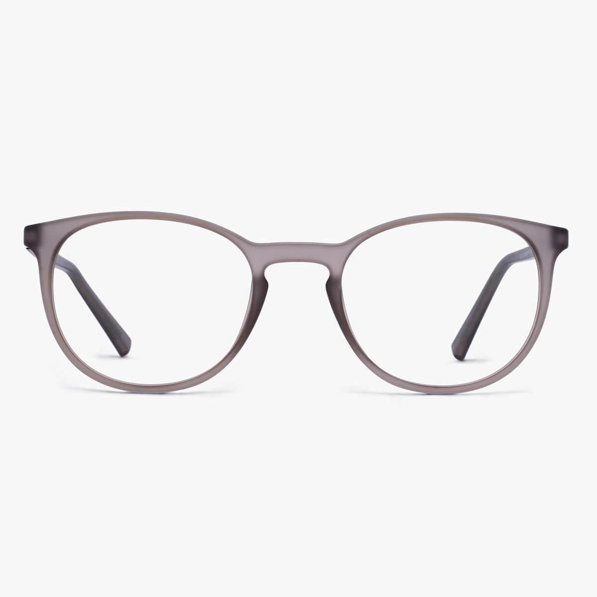 Luxreaders stylish Stockholm Grey Blue light glasses. Made from Rubber in a Iconic shape.