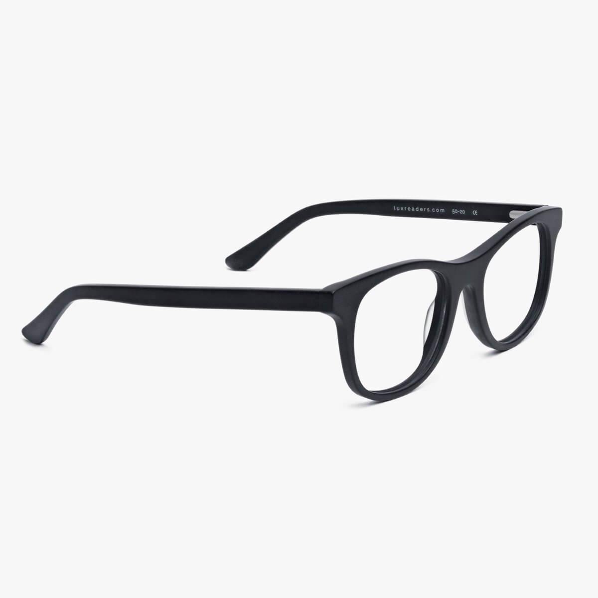 Luxreaders stylish Malmö Black Reading glasses. Made from Acetate in a Square shape.