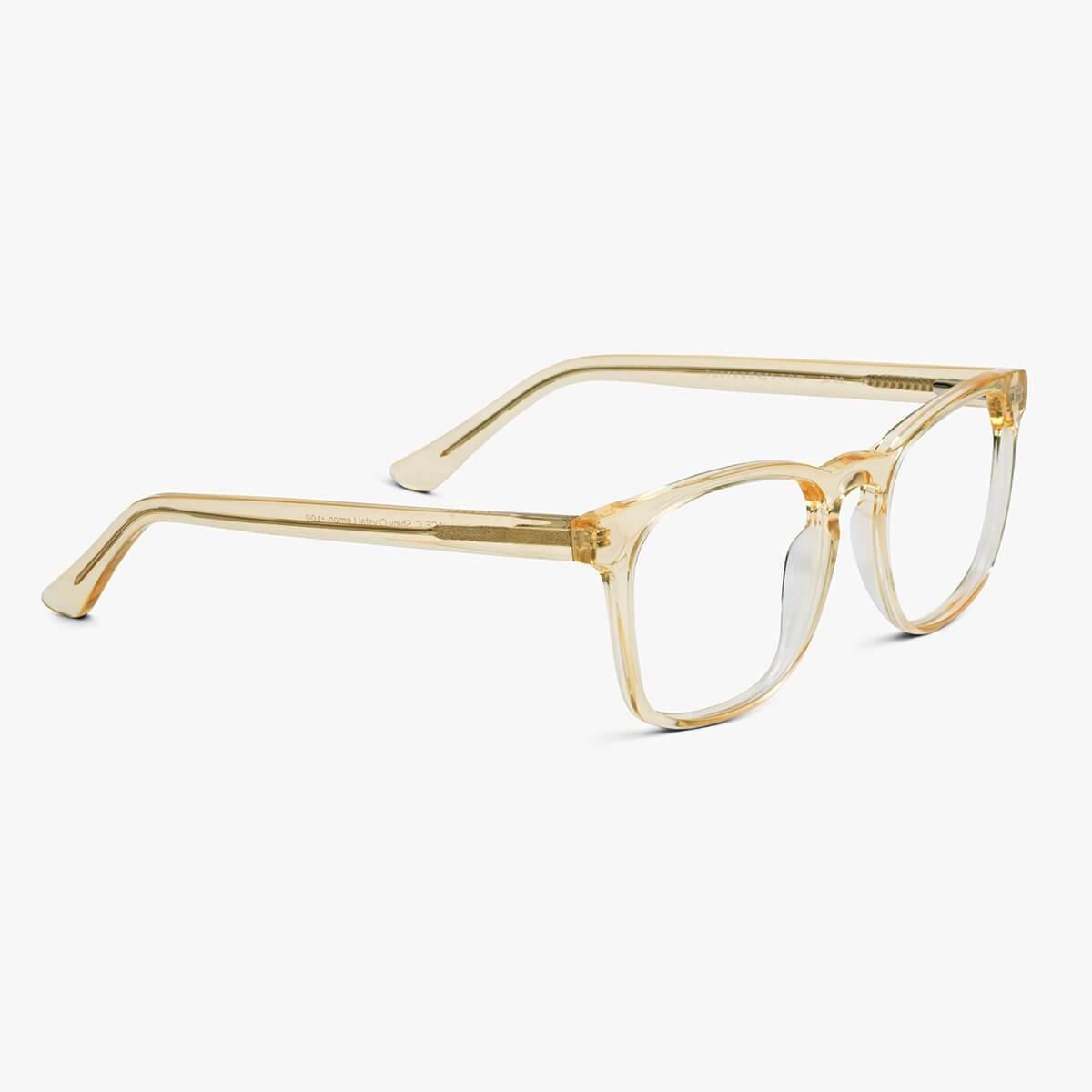 Luxreaders stylish Women's Bornholm Crystal Lemon Reading glasses. Made from Acetate in a Square shape.