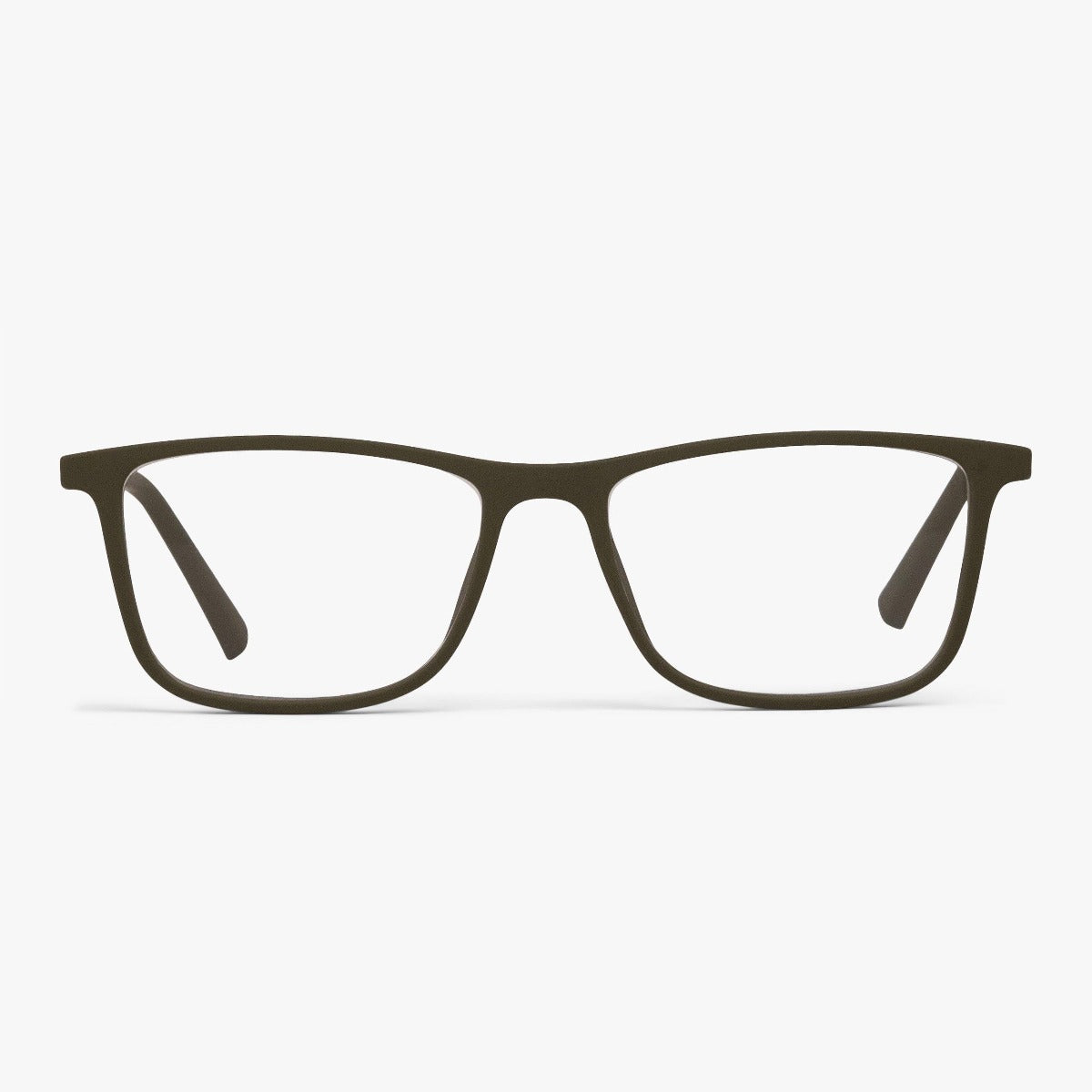 Luxreaders stylish Women's Skagen Dark Army Reading glasses. Made from Rubber in a Rectangle shape.