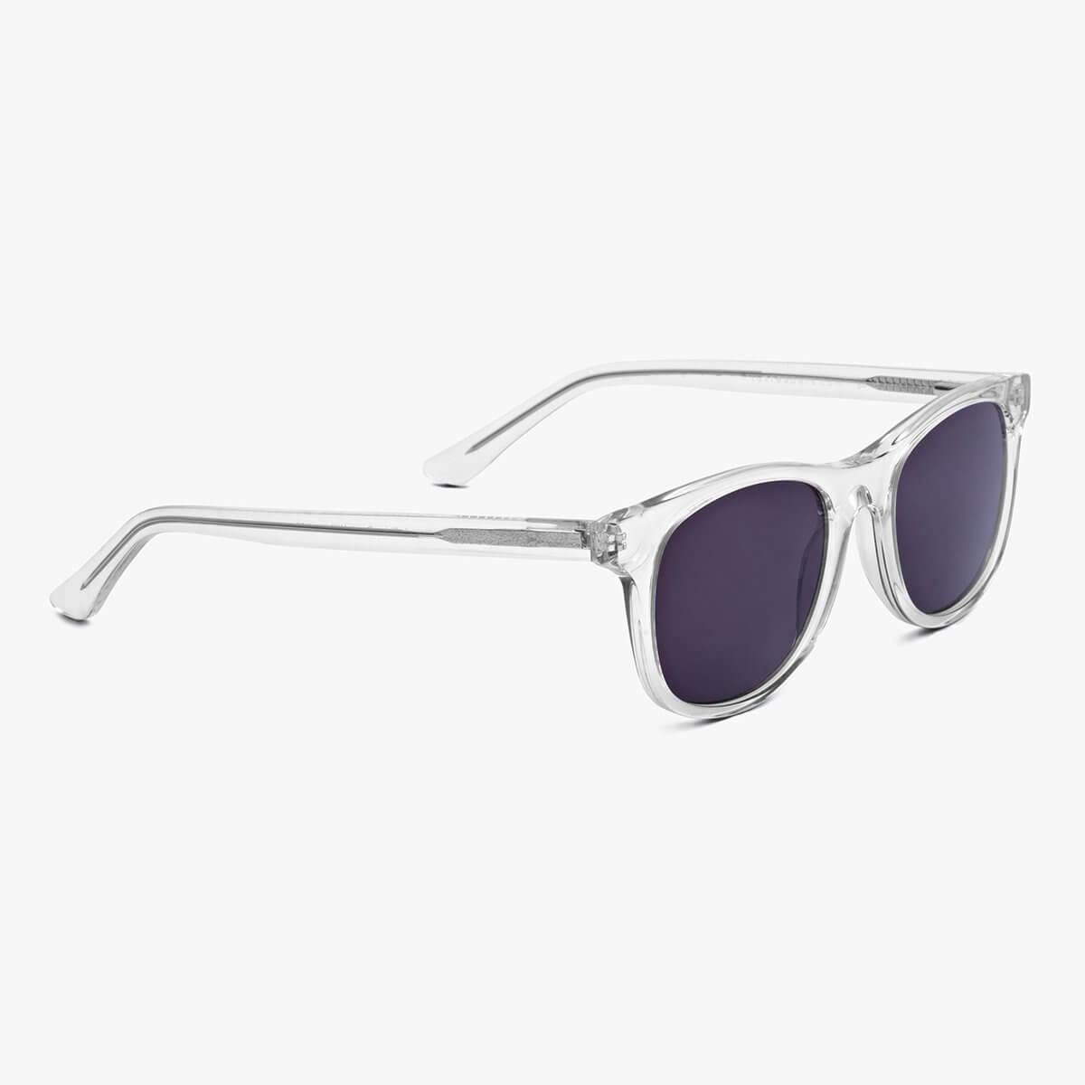 Malmö Crystal White sunglasses with clear frame and dark lenses