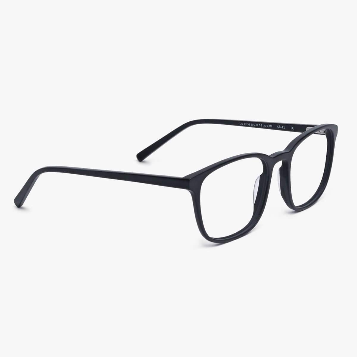 Men's Ebeltoft Black rectangular reading glasses with Luxreaders brand