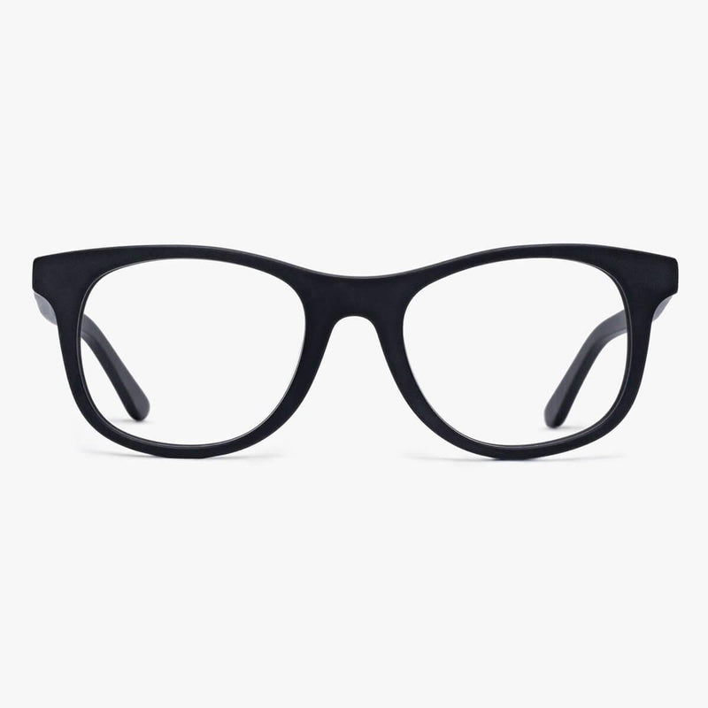 Men's Malmö Black square reading glasses with a matte finish