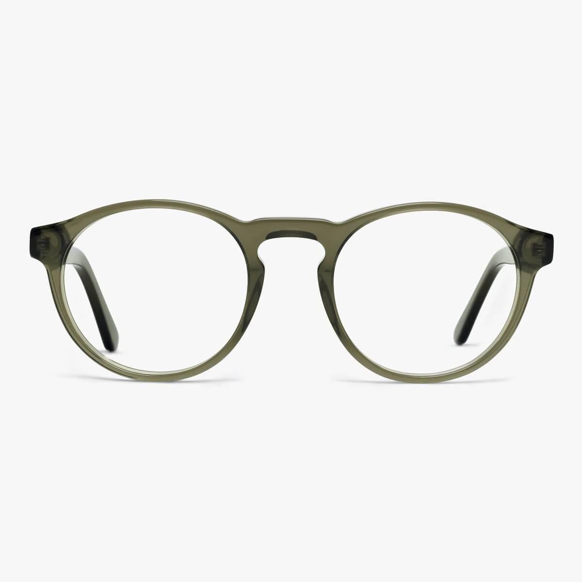 Men's Trondheim Shiny Olive round reading glasses with olive frame