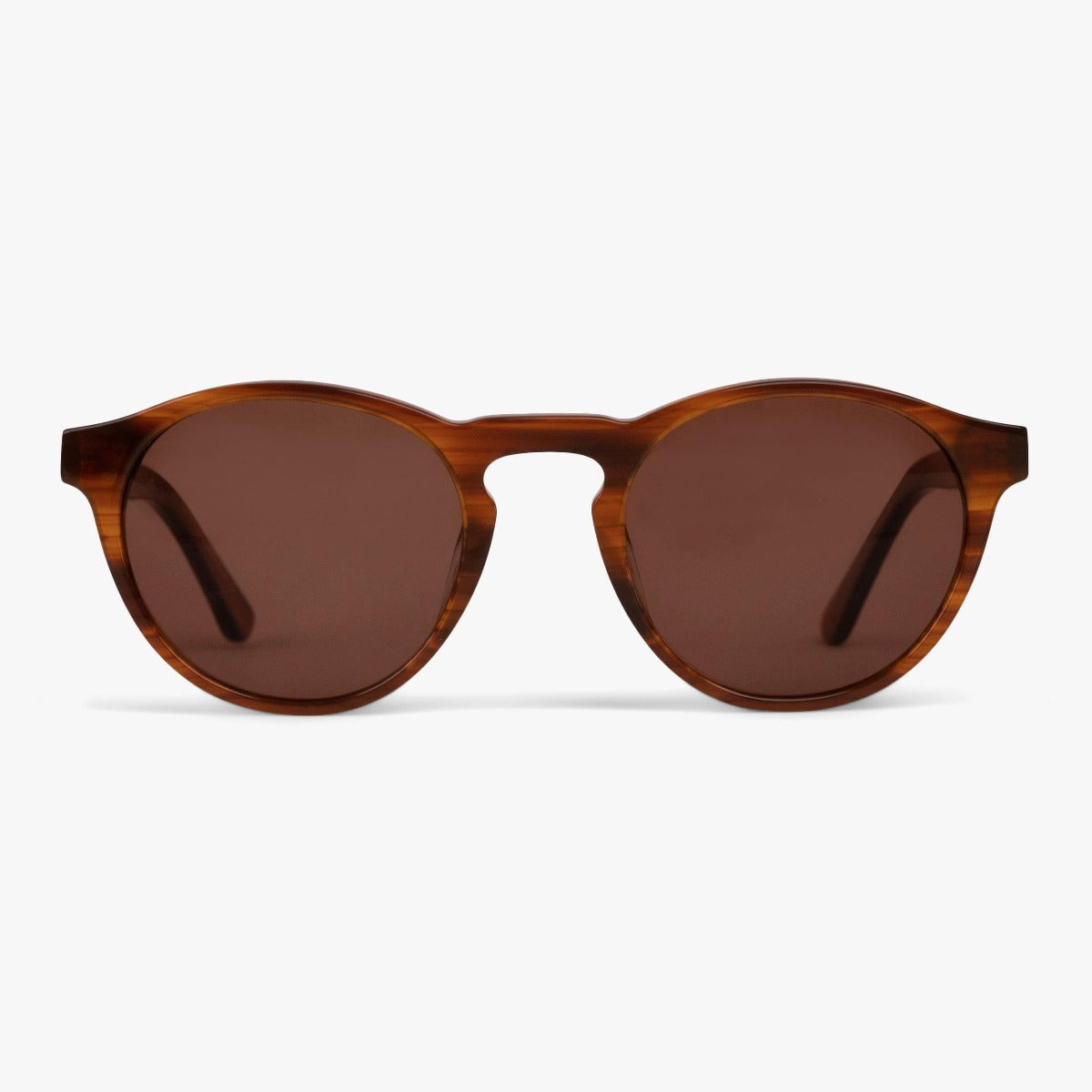 Men's Trondheim shiny walnut sunglasses with round brown lenses