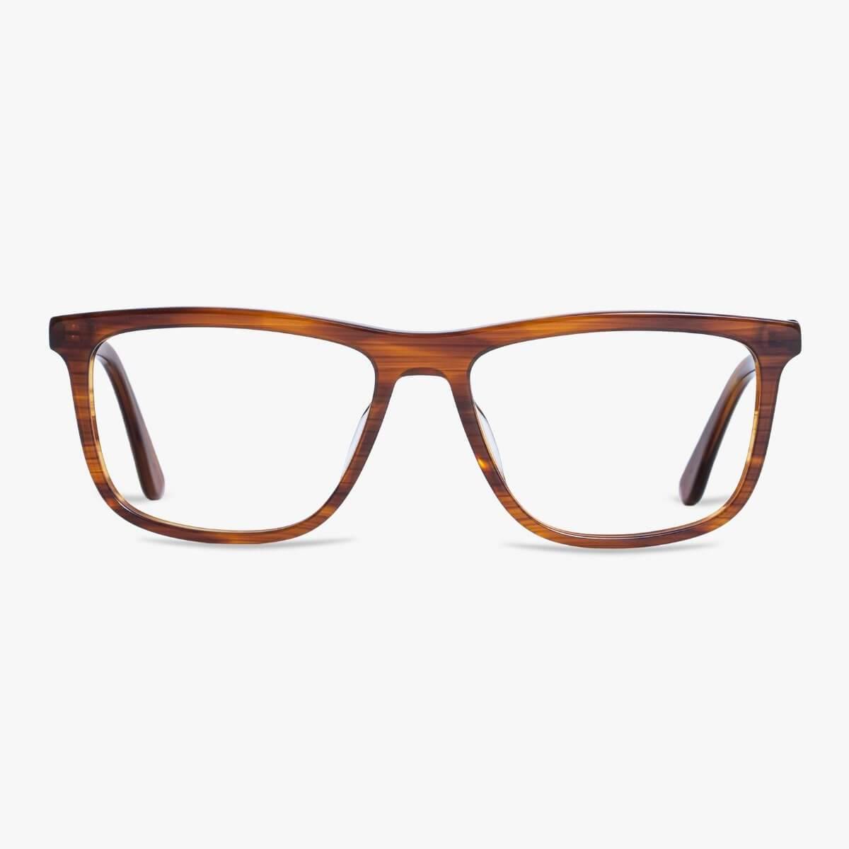 Oslo Shiny Walnut rectangular glasses with brown tones