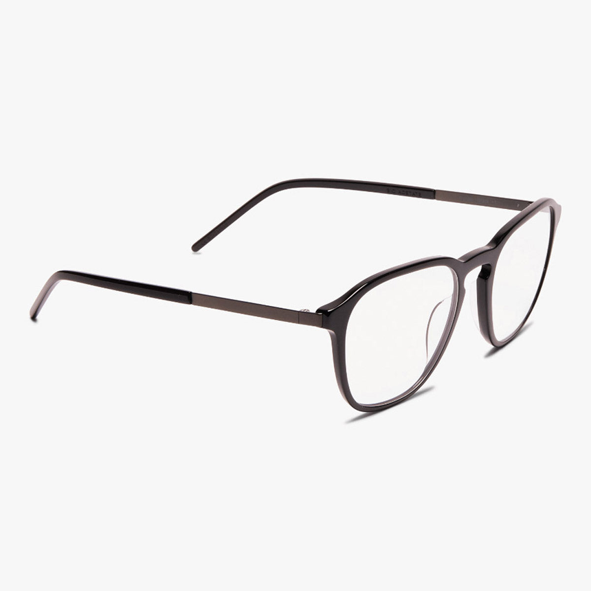 Rønne Black rectangular glasses with dark frames and clear lenses