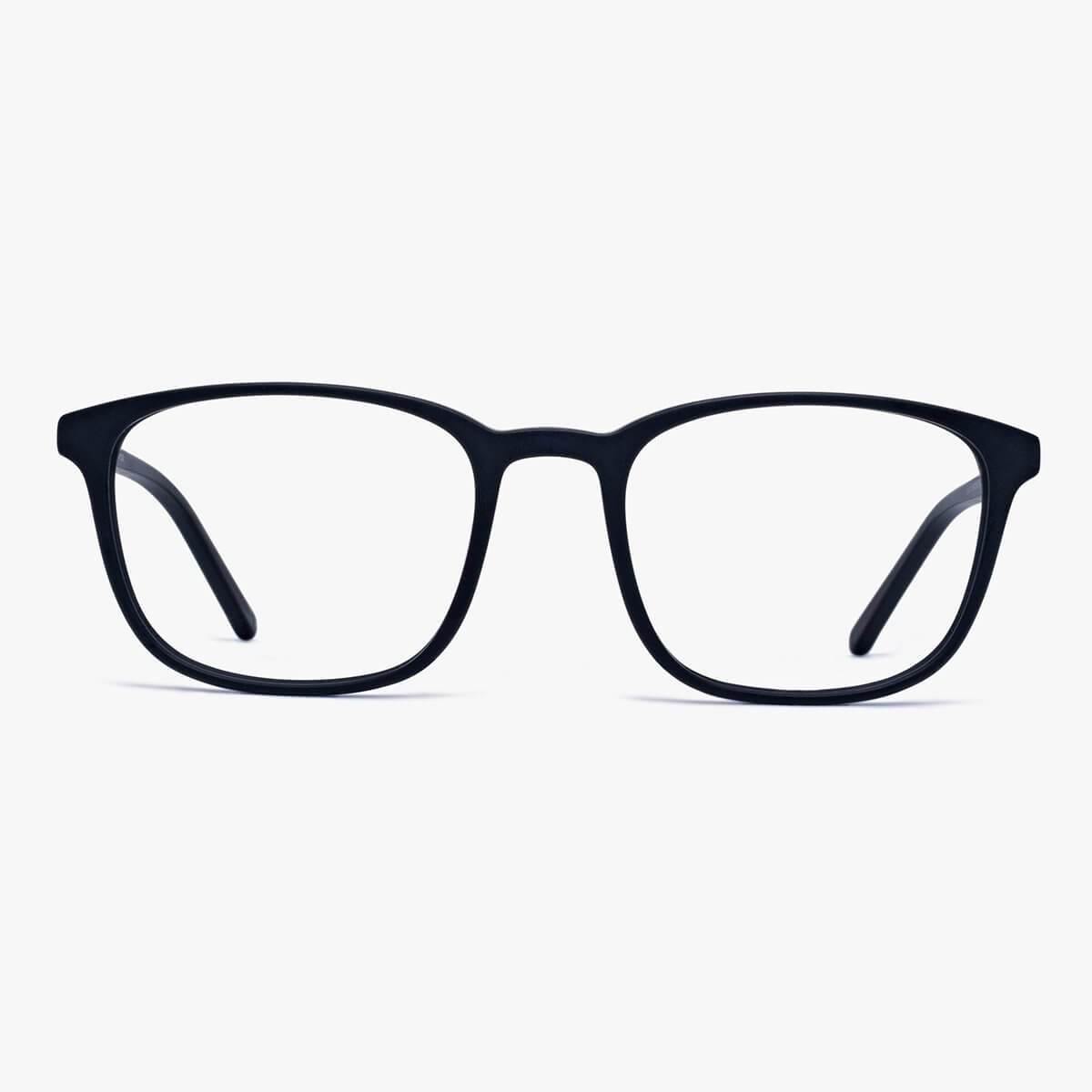 Black rectangular eyeglasses with a sleek design