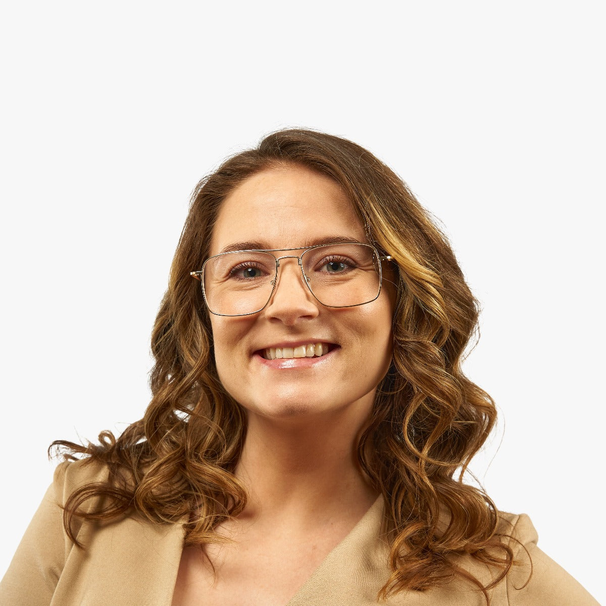 Person wearing Women's Lidköping Gold glasses