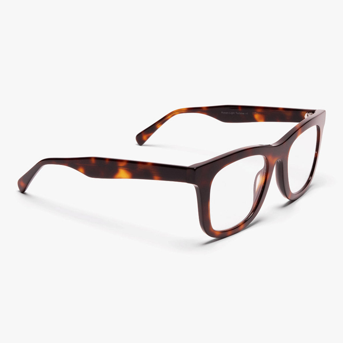 Tortoise shell reading glasses with a square frame